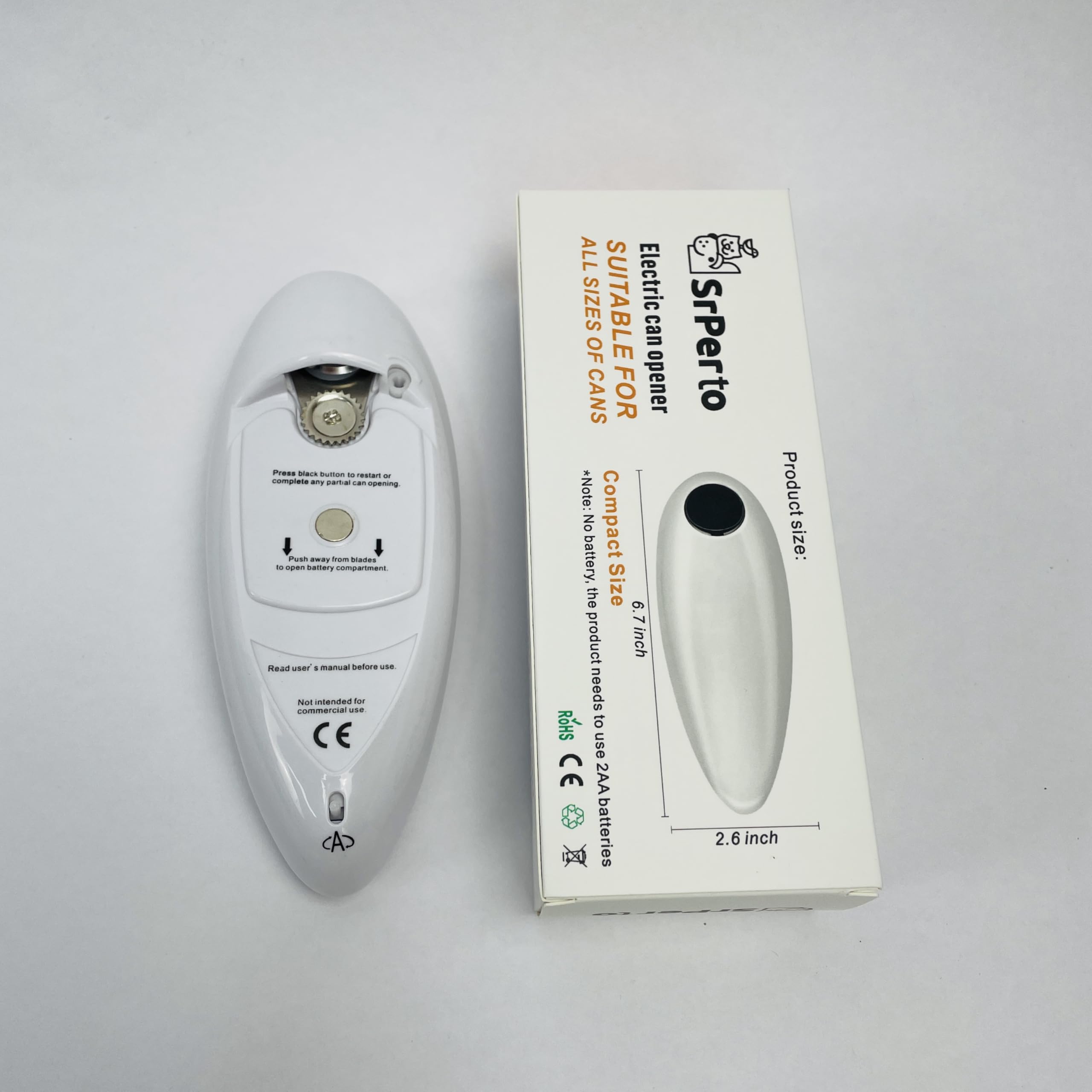 SrPerto Electric Can Opener,SrPerto One-Touch Automatic Can Opener with Smooth Edge, Battery Operated Handheld Can Opener for All Can Sizes,