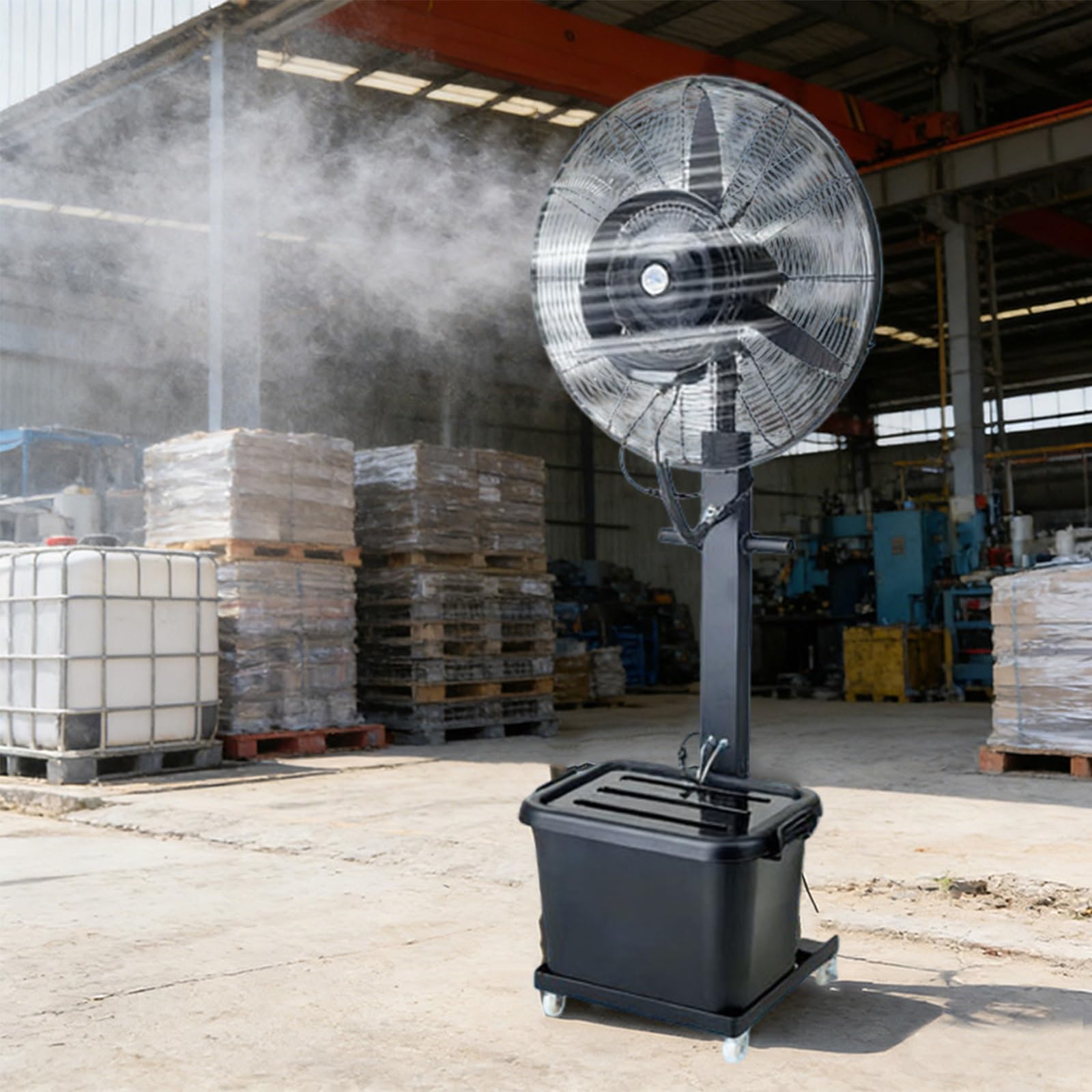Ventilatore nebulizzatore da esterno commerciale, oscillante, a piantana, con nebulizzatore per patio