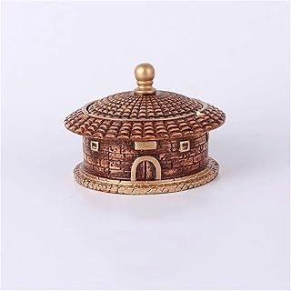 灰皿 環境に優しい樹脂灰皿 5.9 インチ大容量灰皿ホームバーレストランデスクトップ多機能収納灰皿 (ブラウン/グリーン/オレンジ) 屋外用灰皿 (Color : Brown)