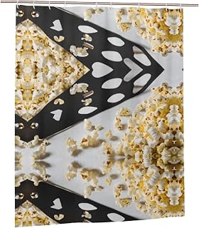 Vuiopuf Cinema Movie Clapboard and Popcorn 60x72 Inch Waterproof Bathroom Shower Curtain,Bead-Up Water Repellent,Blackout Noise Reducing,Heavy-Duty Polyester with Metal Grommets Weighted Hem