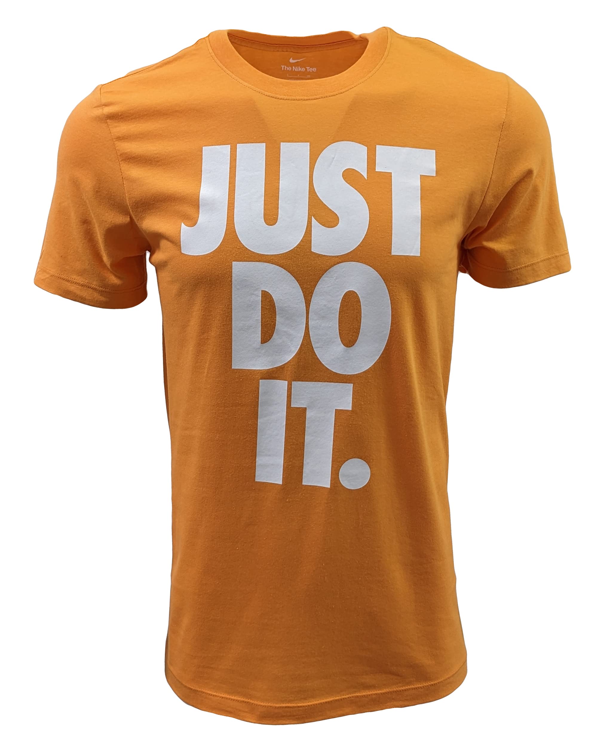 NikeMens Just Do It Big Logo T-Shirt (Large, Kumquat/White)