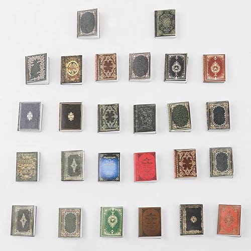 Miniatura 5 de 48 piezas de libros en miniatura de casa de muñecas a escala 112, varios libros de miniaturas atemporales, accesorios de decoración de casa de