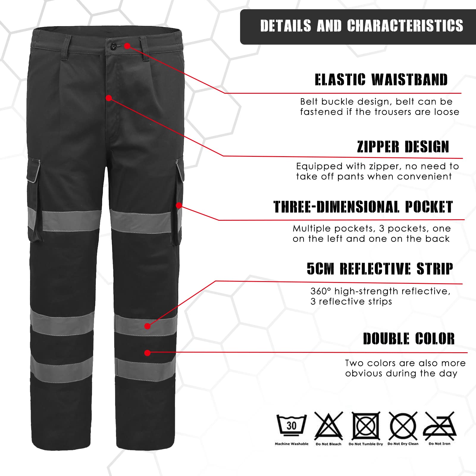 AYKRM Pantalon de sécurité Travail Fluo Industriel Haute-Visibilité