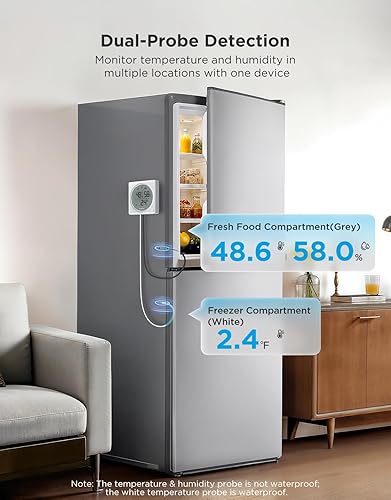 Miniatura 3 de GoveeLife Upgraded WiFi Freezer Temperature Pro with 2 in 1 Alarm, Wireless Digital Refrigerator Thermometer Humidity with App Email Notification,
