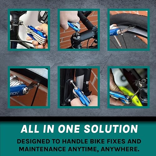 Miniatura 3 de VeloChampion Kit de reparación de ciclismo compacto 14 en 1 con llaves Allen, destornillador, llave de radios, palanca de neumáticos, mantenimiento