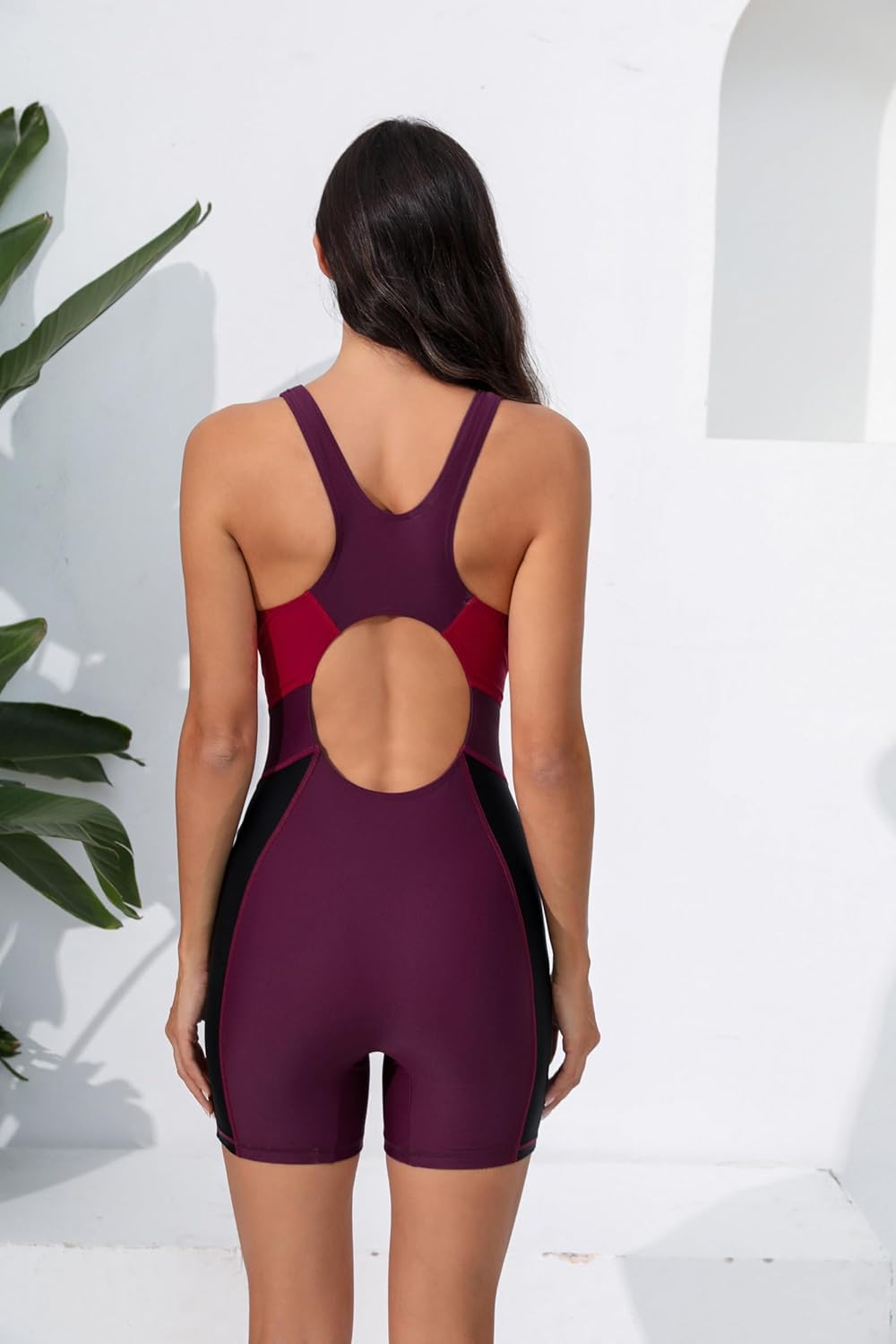 Halcurt Women's Athletic One Piece Boyleg Swimsuit Racerback Bathing Suit with Boyshorts Full Coverage Swimwear - Image 2