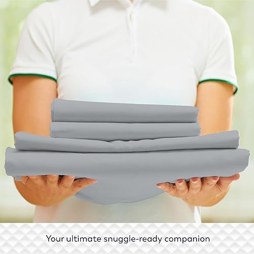 Miniatura 8 de Aireolux Juego de sábanas ligeras de 800 hilos tamaño individual, color gris claro, para dormitorio universitario, transpirables, tejido satinado, 3