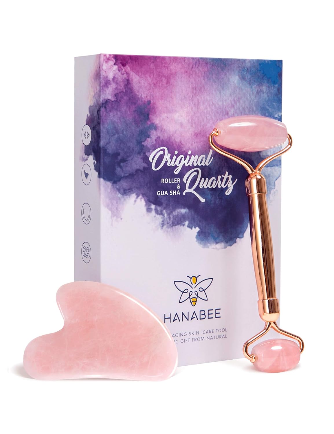 Gua Sha Facial Massage tools,Rose Quartz Face Roller,Jade Roller for Face,Beauty Face Massager,Eye Massager,Reduce Wrinkles,Lymphatic Drainage,Face Lift.HANABEE Skin Care Sets & Kits (Pink) : Beauty & Personal Care