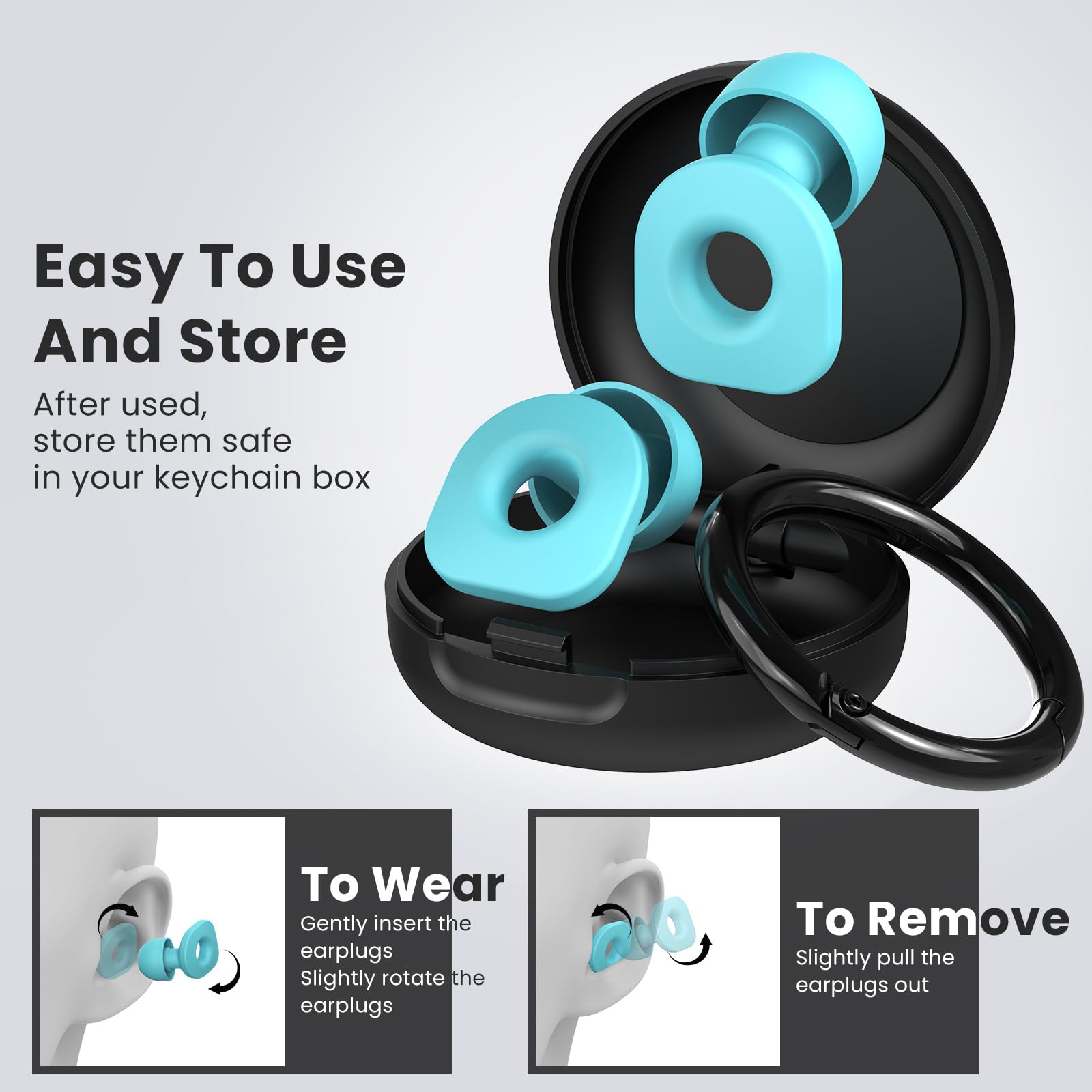 2 pares de tapones para los oídos para dormir, tapones reutilizables para los oídos con 8 pares de almohadillas para los oídos y un cable conector, tapones suaves para los oídos para reducción de