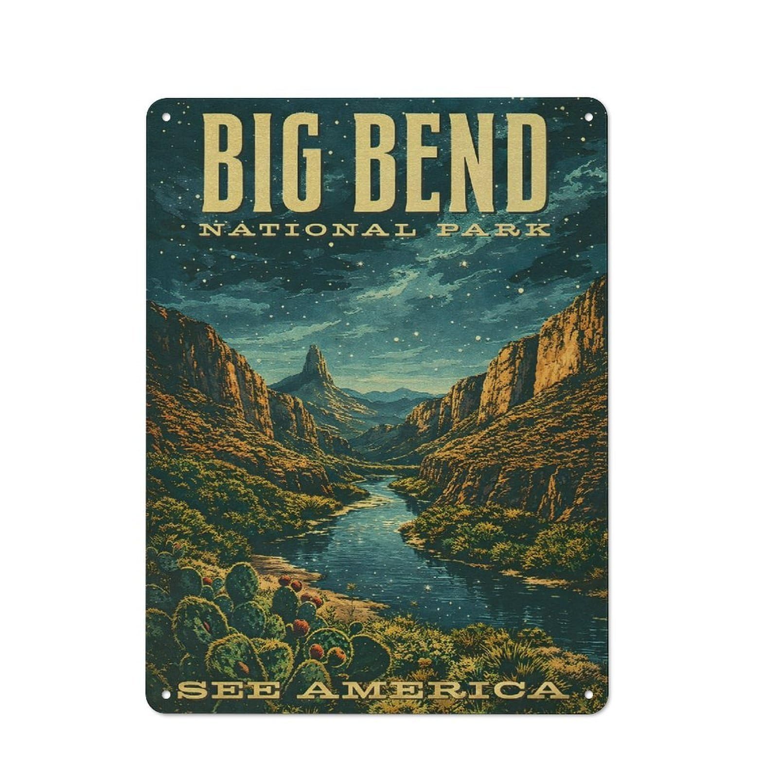 Junmoney Style-16 Big Bend National Park Vintage Decorative Tin Plaque 40X30cm, Decorative Novelty Wall Art For Hallway, Home Bar, Garage Or Study