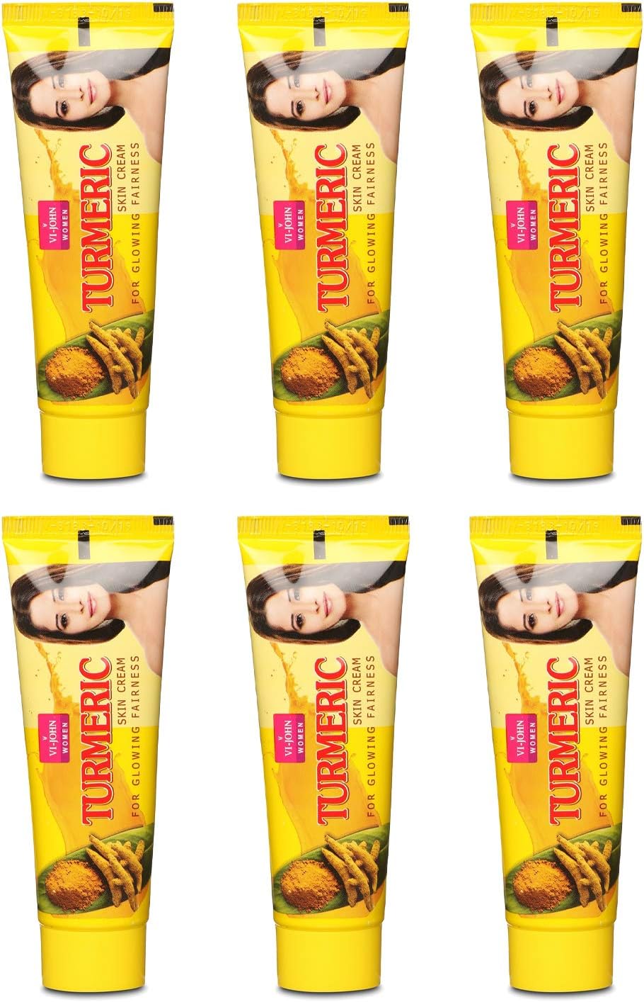 VI - JOHN Women's Turmeric Skin Cream, for skin Glowing brightening, Chemical free, Enriched with Goodness of Vitamin C and Haldi for Radiant Skin, 50G (Pack of 6)