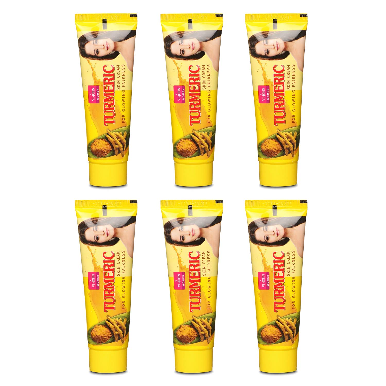 VI - JOHN Women's Turmeric Skin Cream, for skin brightening, Chemical free, Enriched with Goodness of Vitamin C and Haldi for Radiant Skin, 50g Each,Pack of 6)