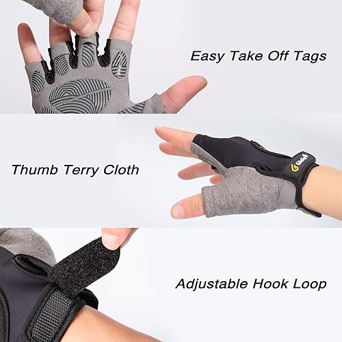 Miniatura 10 de Guantes de entrenamiento para mujeres y hombres, guantes ligeros de levantamiento de peso, transpirables, sin dedos, guantes de gimnasio, ejercicio,