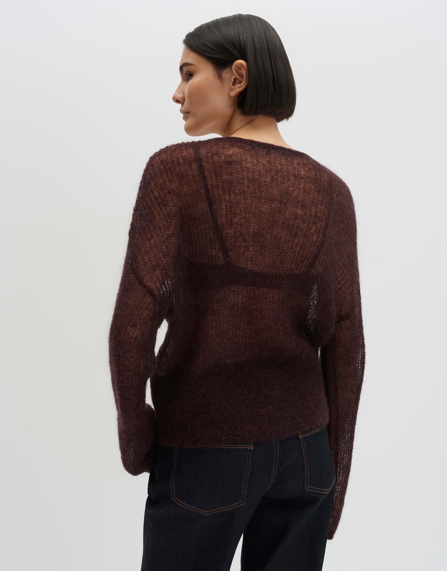 someday Damen Pullover | Statement Stricker aus Mohair Woll Mix Loose Fit Mahogany, 36