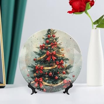 Ceramic Decorative Plate, Decorative Dish with Stand, Bone China Decorative Plates Art Porcelain Plate for Living Room Hallway Table Decor