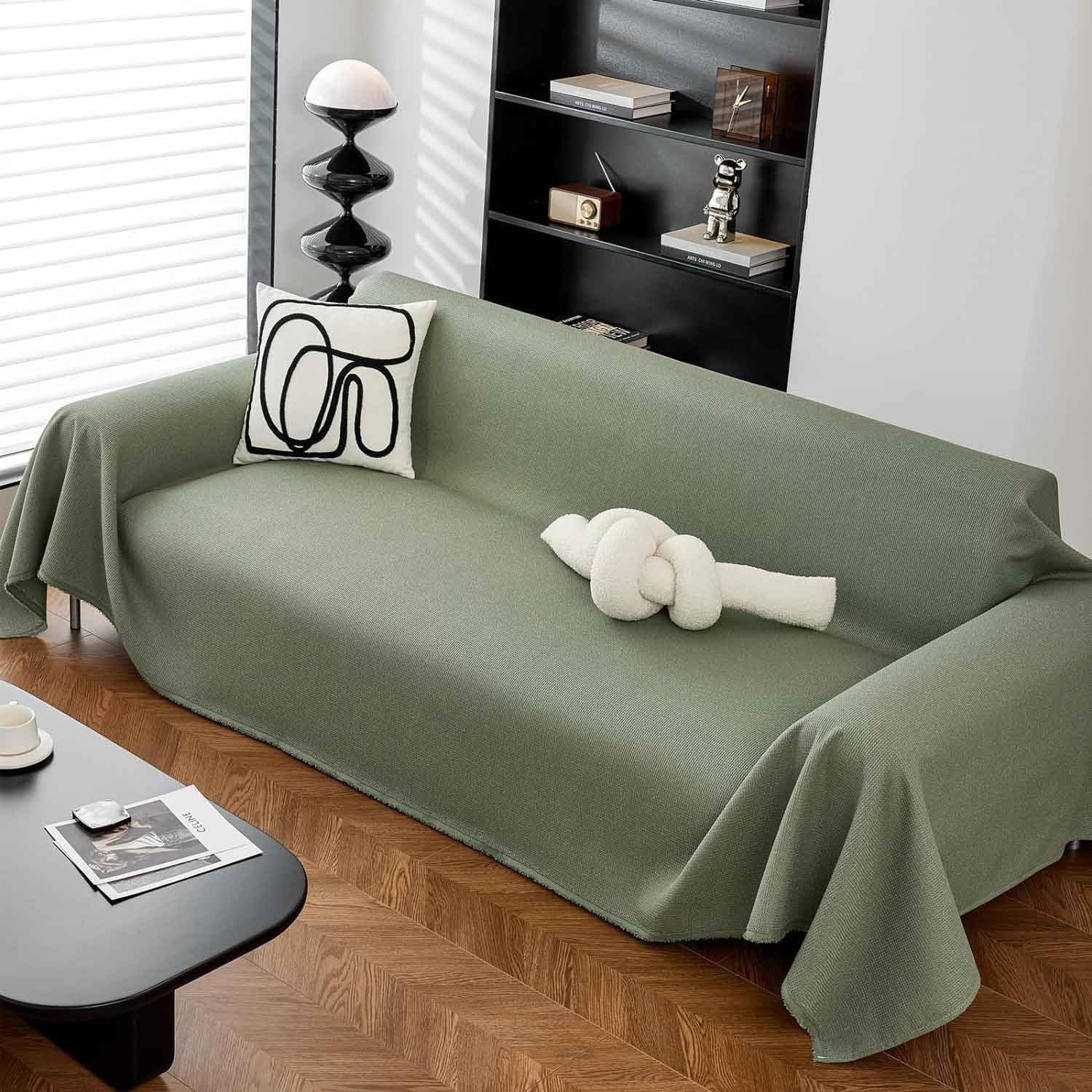 Housse de canapé d'angle 3 places et jeté de protection grand format 180x150cm