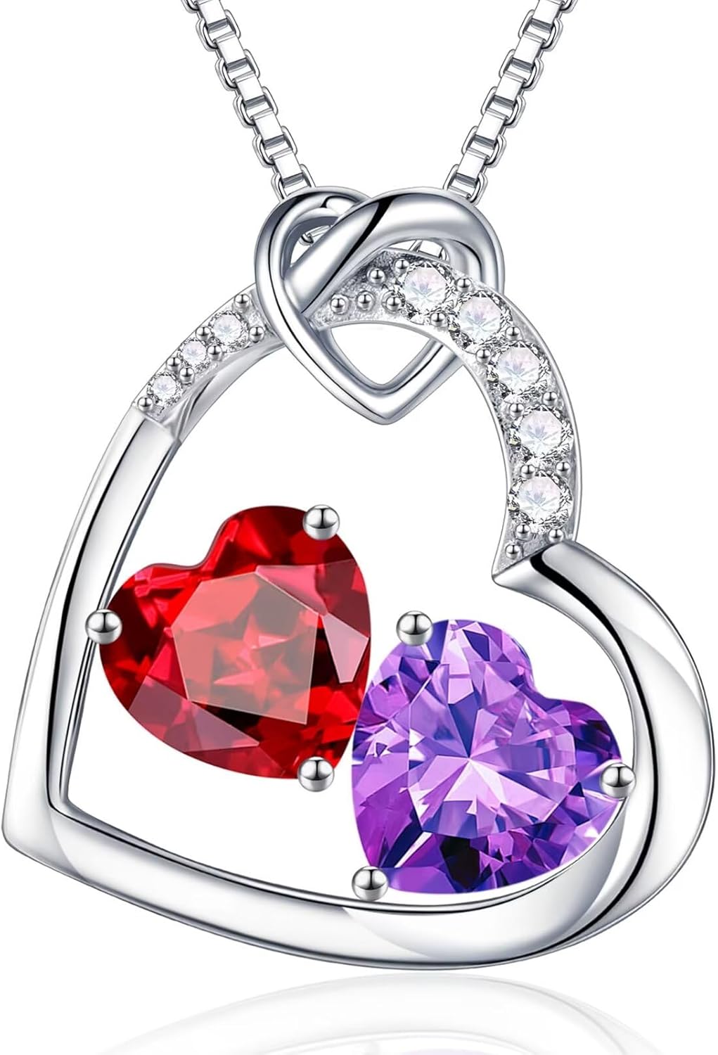 Iefil Birthstone Necklace for Women - 925 Sterling Silver Birthstone Necklace, Anniversary Birthday Gifts for Women Wife Girlfriend, Jewelry for Mom Daughter