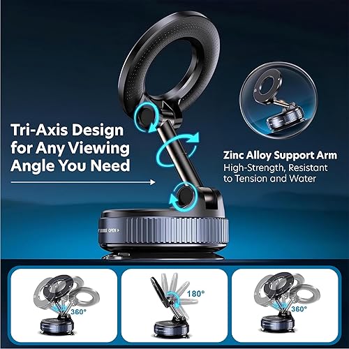 Miniatura 2 de Soporte magnético de vacío para tu automóvil, soporte de ventosa Magsafe ajustable de 360, soporte de teléfono celular para cochegimnasioespejo,