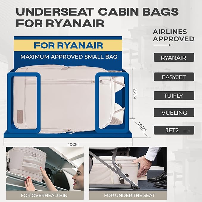 40x25x20 Rugzak - Ryanair Maximale Inhoud 40 X 20 X 25 - 14 Inch Laptoprugzak Verstelbare Straps En Borstband Veilig Achtervak Smart Sleeve Voor Op Een Koffer