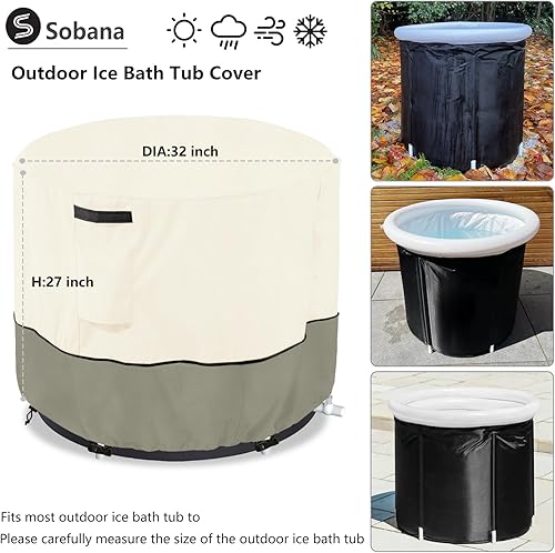 Miniatura 2 de Cubierta de bañera de hielo al aire libre para bañeras independientes, bañera portátil, bañera inflable grande, bañera polar fría (solo cubierta,