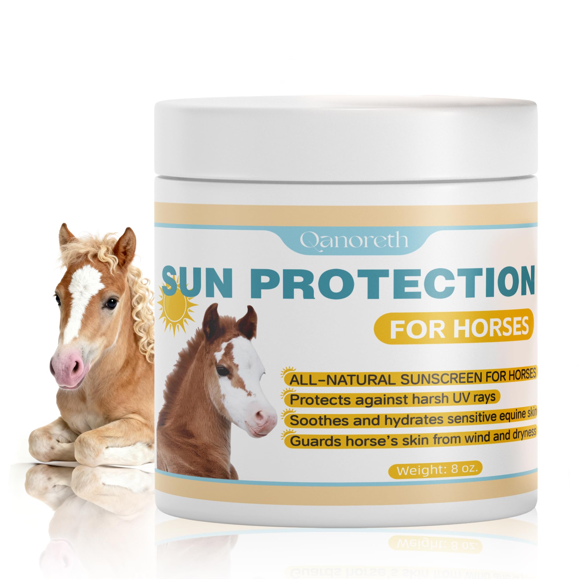 Protector solar de caballo para nariz y piel rosa sensible, protector solar natural para caballos con óxido de zinc no nano, protege contra quemaduras solares, quemaduras por viento y sequedad