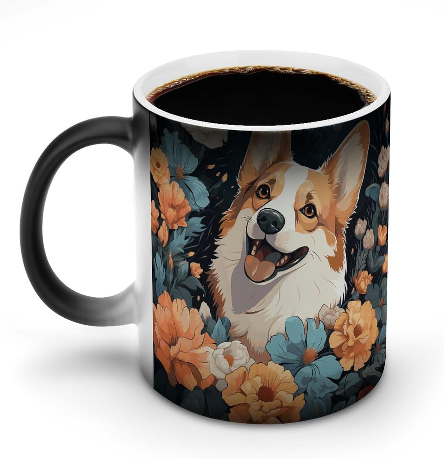 Color Changing Mug Corgi Pattern Printed Ceramic Coffee Mug Heat Changing Sensitive Mug Magic Heat Changing Coffee Mug Novelty Coffee Mugs