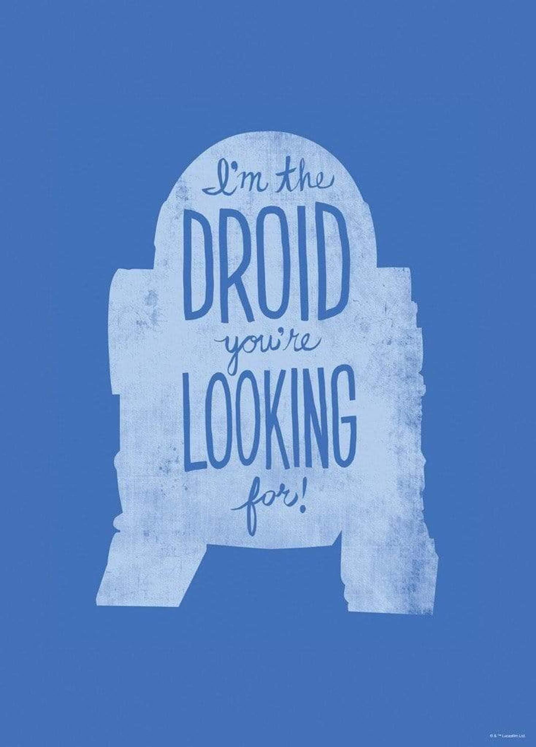 Komar Wall Picture Star Wars Silhouette Quotes R2D2 - Size: 50 x 70 cm (without Frame) - Decoration, Children's Room, Poster, Art Print