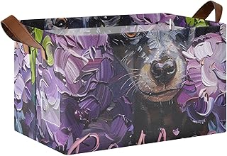 Be Mine Oil Painting Dog Lilac Collapsible Cube Storage Bins Baskets Cube Storage Organizer with Handles Organizing Clothing, Jeans, Books for Organizing Clothing, Jeans, Books 1 Pack