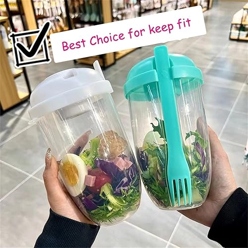 Miniatura 4 de Vaso coctelero de ensalada Keep Fit 2022 con tenedor y soporte para aderezo, cepillo de lavado fresco, recipiente de salud, desayuno portátil de