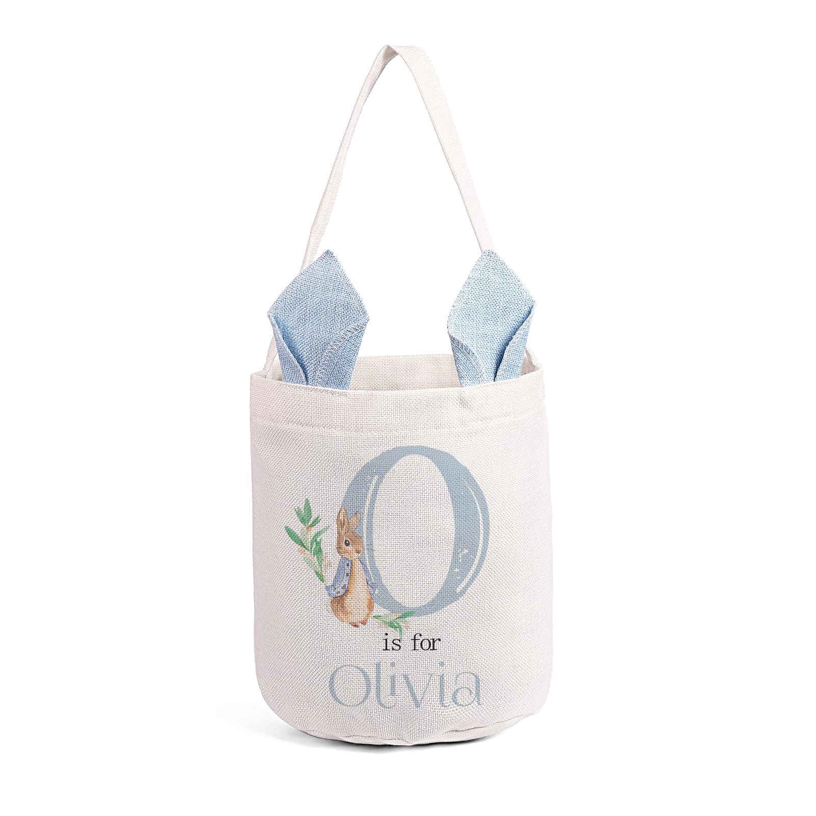 Custom Name Easter Basket – Personalized Bunny Bag for Kids – Easter Baskets for Girls & Boys – Cotton Tote for Easter Egg Hunt & Gifts