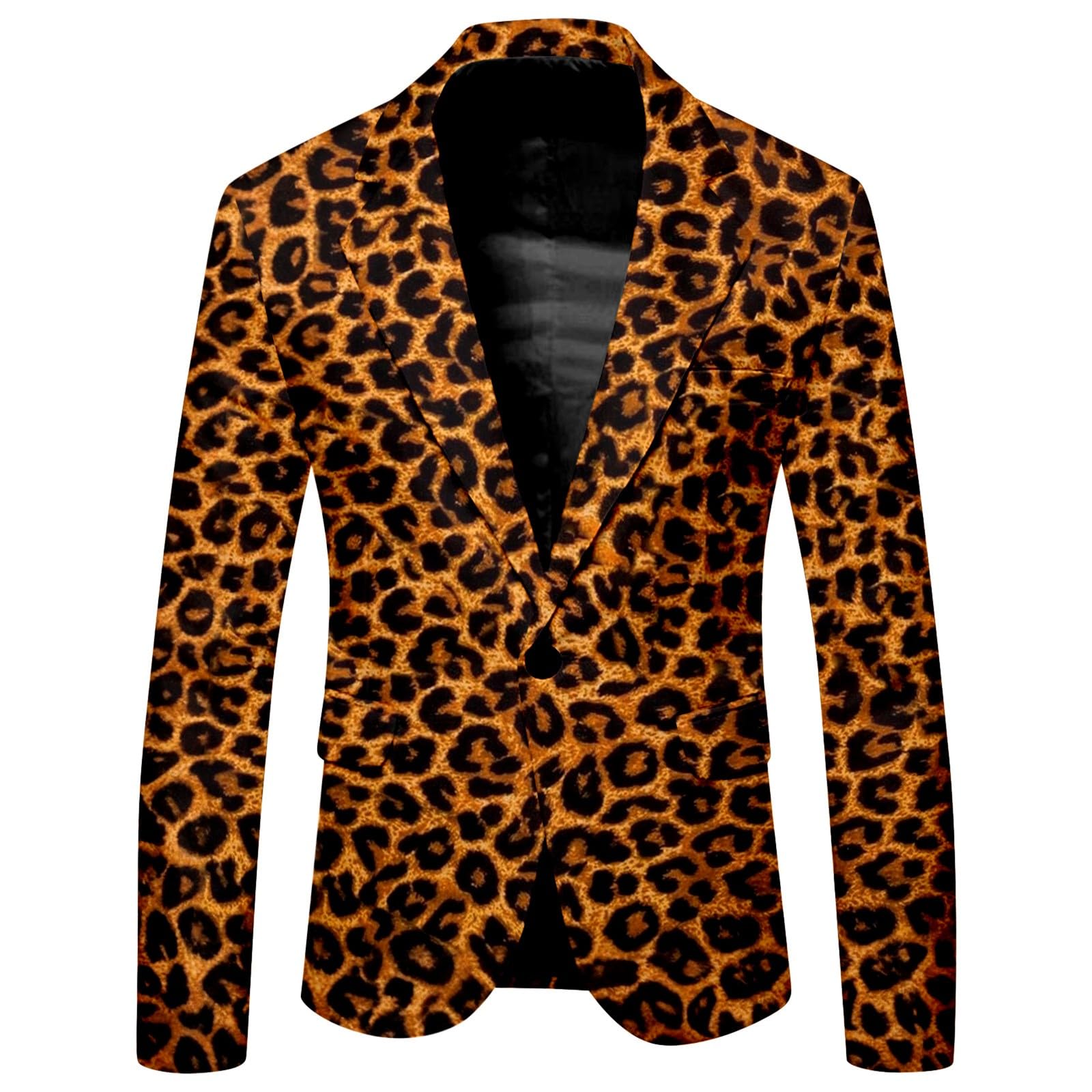 Generisch Sakko - Chaqueta para hombre de leopardo, corte ajustado, para boda, con estampado de cebra, traje de negocios, estampado de leopardo, chaqueta de entretiempo, carnaval, tiempo libre