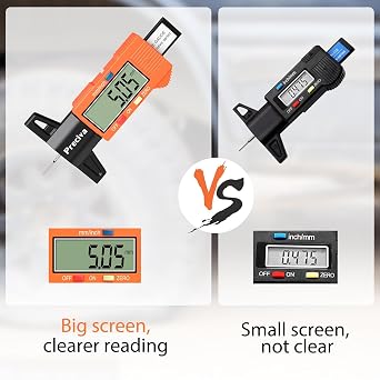 Preciva Tyre Tread Depth Gauge UK, 2pcs 0-25.4mm/Inch for Cars, Trucks