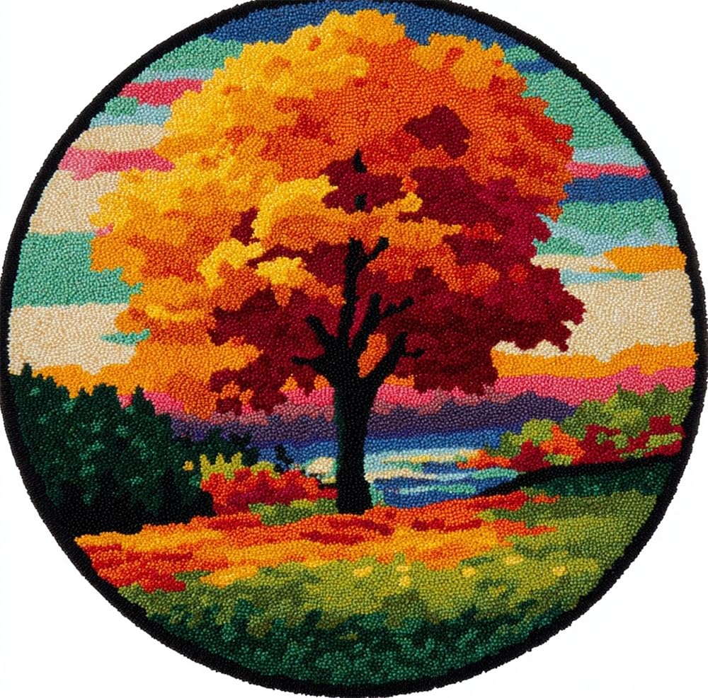 kitphoenix DIY Cushion Carpet Floor Mat Rug Autumn Golden Tree Leaves