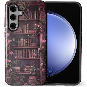 Case for Samsung Galaxy S24,Anti-Scratch Full-Body Cover Shockproof Slim Design Case,PC Hard Shell & Silicone Inner Bumper -Floral Bookish Dark