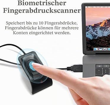 Desktop USB Fingerprint Reader Computer Fingerprint Key Reader USB Security Key with Extension Cable for Automatic Calibration Detection Password Free