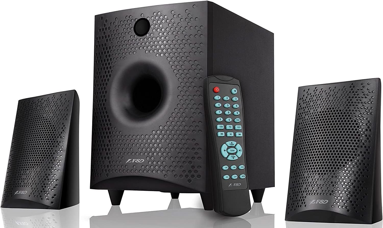 F&D F210X 2.1 Channel Multimedia Speaker (Black) | Wireless Bluetooth Speakers | Subwoofer Satellite Speakers/LED Display/USB/SD Card | Home Theatre | Powerful Bass | Speaker for Laptop, Pc & Mobile