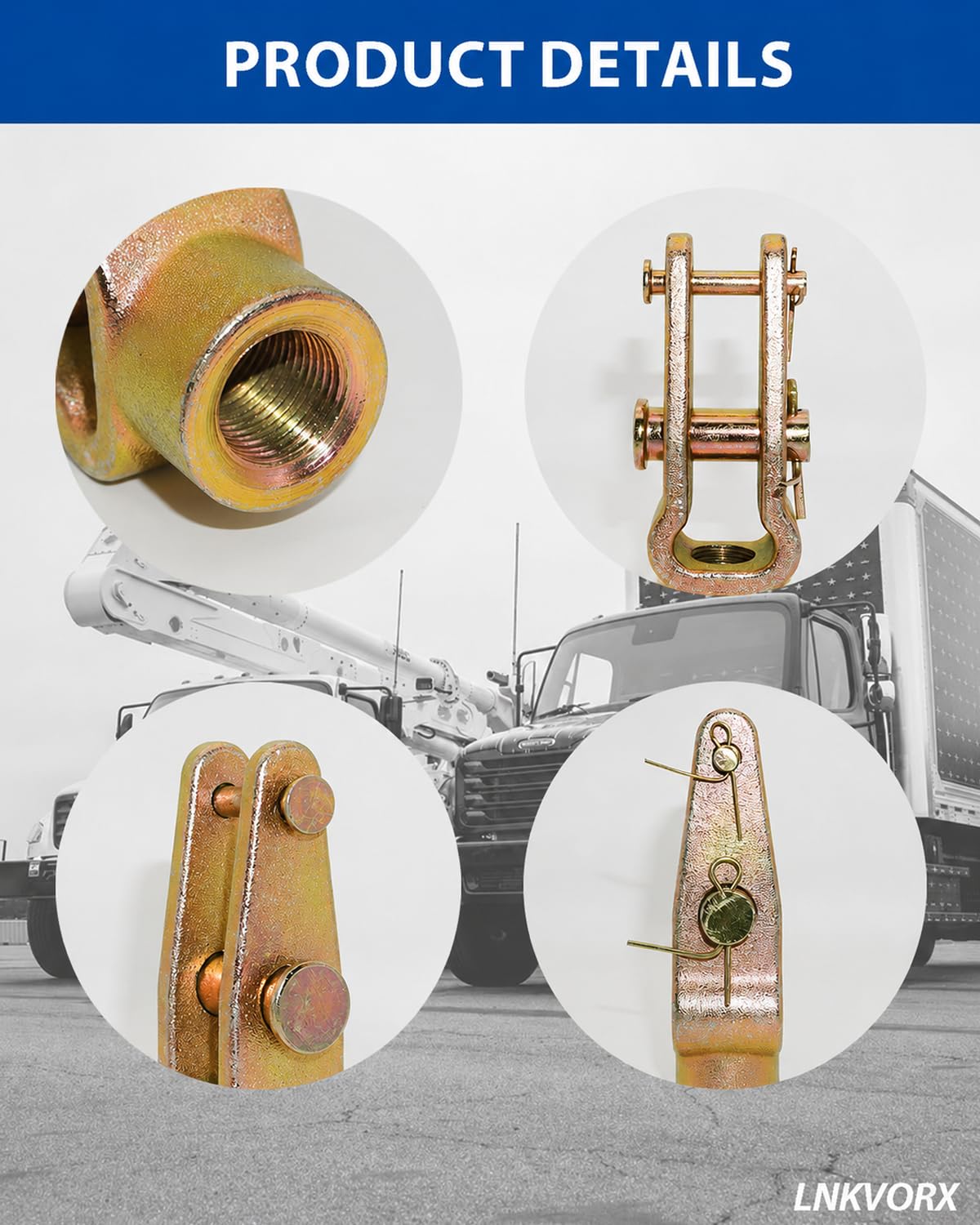 4 Pack R810019 Slack Adjuster Clevis Kit, 5/8-18 Thread, Double Pin