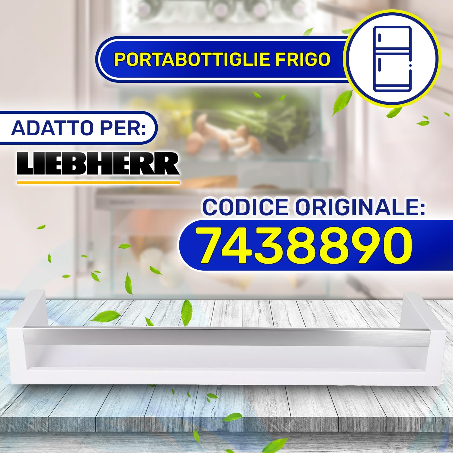 Portabottiglie Frigo 416x112x60 mm con Codice Originale 7438890 per Liebherr - Garanzia di 10 Anni - MONTERAL