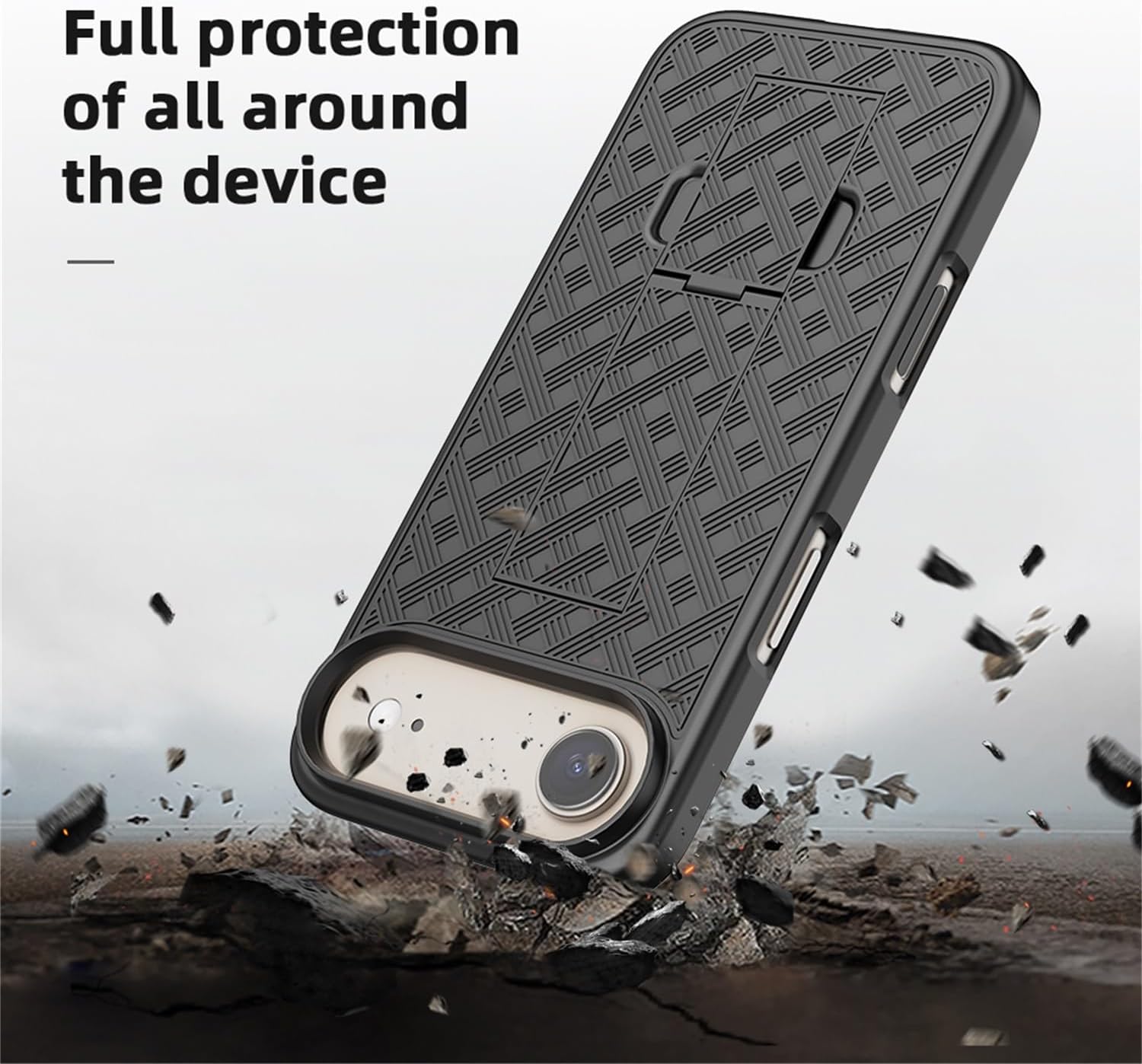 for iPhone 17 Air Holster Case, Belt Clip Cover Shell Holster Combo Slim Rugged for iPhone 17 Air with Kickstand (6.5") 2025 Release, Black - Image 4