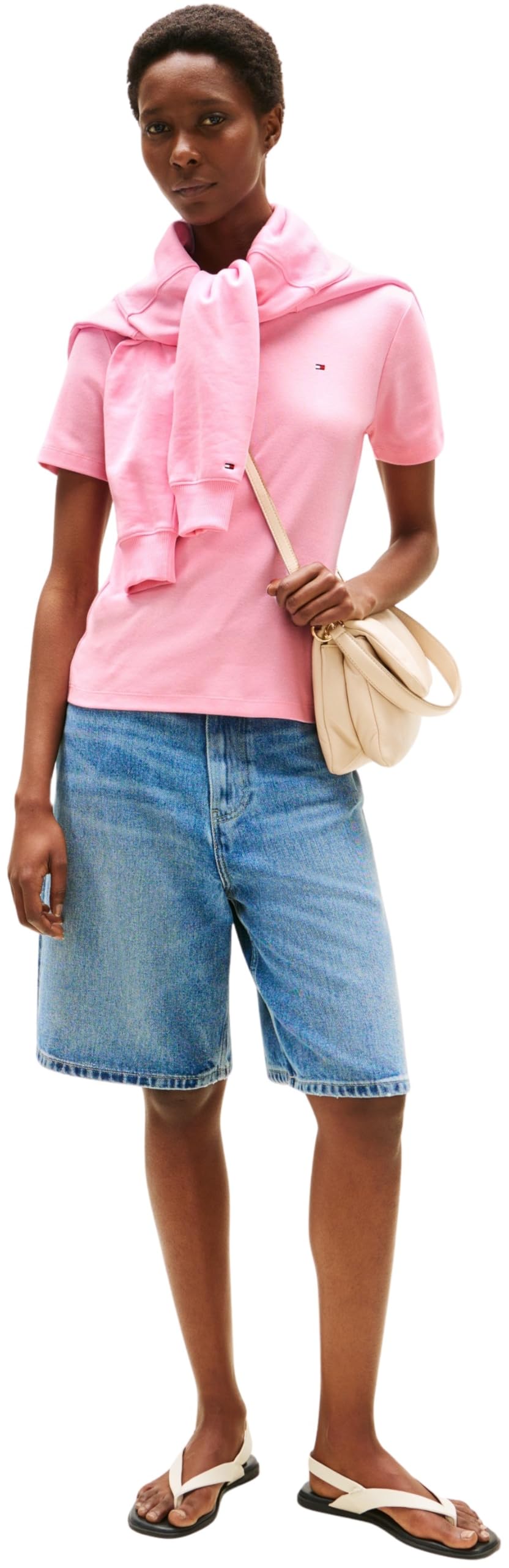 Tommy Hilfiger Damen T-Shirt Kurzarm New Slim Cody mit Rundhalsausschnitt, Rosa (Classic Pink), M – Ansicht 2