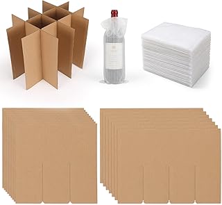 16x12x12 Wine Bottle Divider Insert Kit Set of 4, 12-Cell Cardboard Grid with Foam Sleeves, Glass Packing Kit for Moving, Storage or Shipping (Outer Box Not Included)
