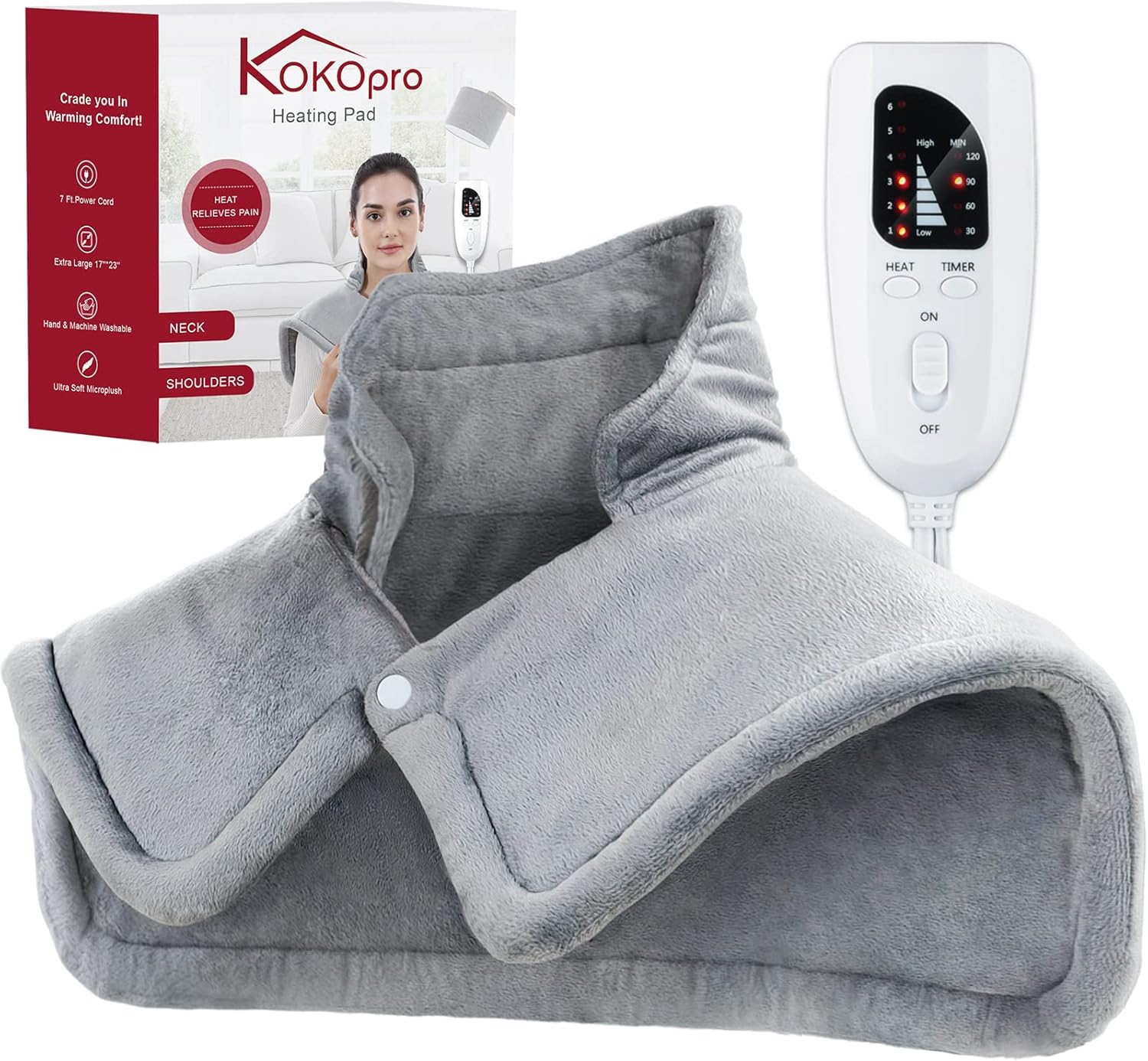 Heating Pad for Neck and Shoulders KOKOPRO Large Electric