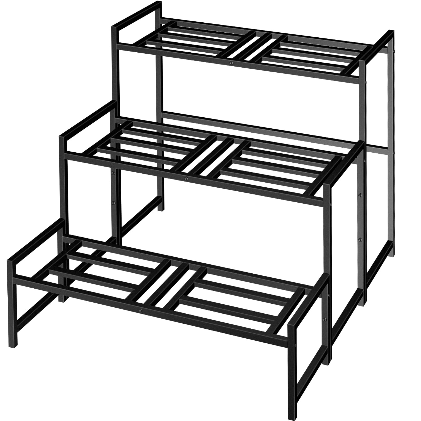 (SIMILAR)Plant Stand Indoor Outdoor, 3-Tier Wrought Iron Plant Stands, Stackable Metal Plant Shelf Decorative Outdoor Flower Stand Heavy Duty Pedestal Stands for Garden Deck Living Room, Black