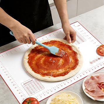 Silicone Baking Mat - Non Stick Pastry Mat Sheet for Dough Rolling, 0.7MM Thick Non-slip Baking Mat With Measurements, Reusable, Easy Clean Silicone Mats for Kitchen Counter Red