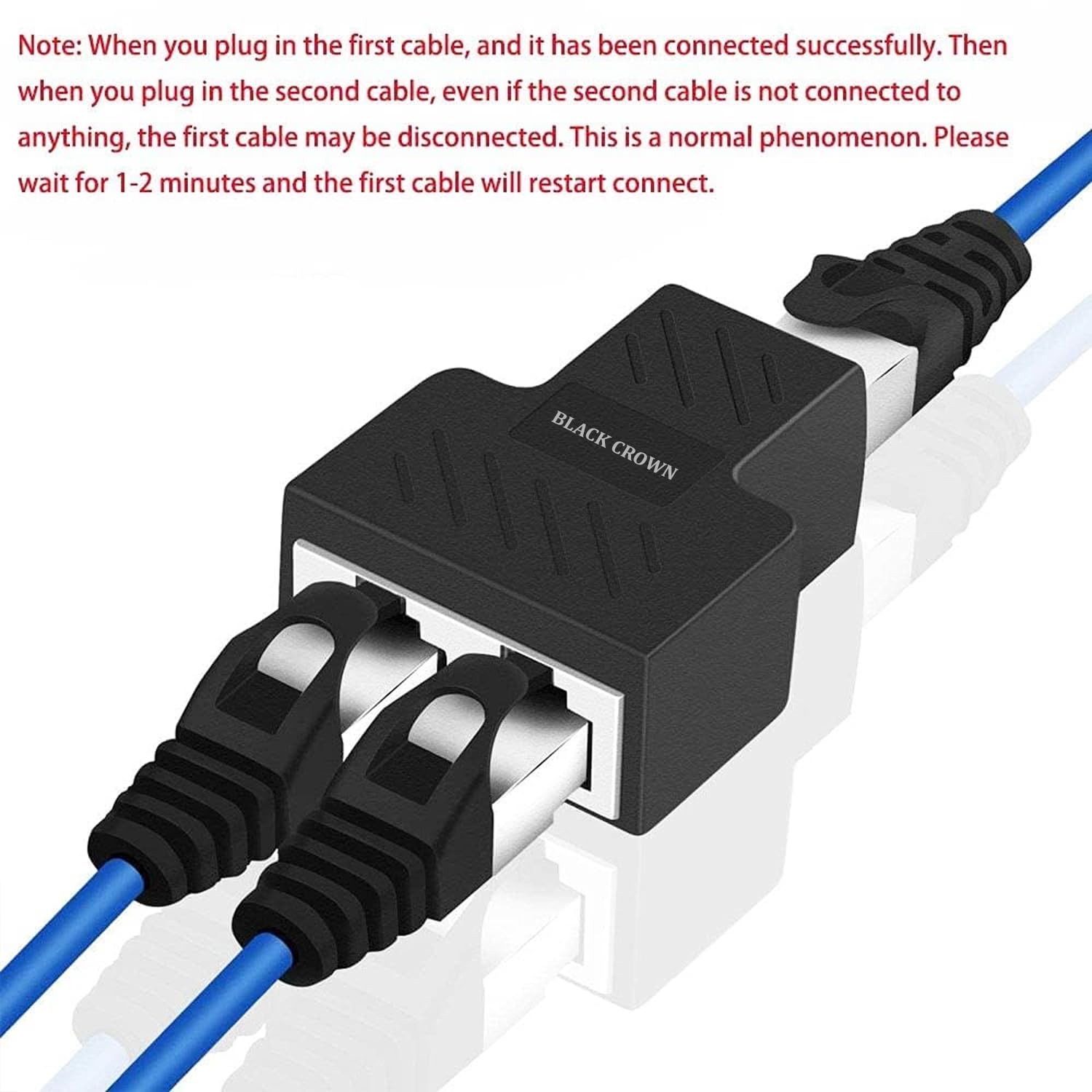 Black Crown RJ45 Ethernet Splitter (Pack of 2) -7 Black Crown RJ45 Ethernet Splitter (Pack of 2) -7