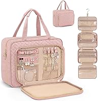 Vista 18 de Wedama Neceser para mujer, bolsa de viaje grande para cosméticos, bolsa de aseo colgante para baño, bolsa de maquillaje impermeable de PVC, bolsa