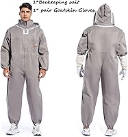 Vista 6 de ANDES Traje de apicultor para hombres y mujeres – Suministros universales de apicultura Trajes de abeja con velo y guantes de piel de oveja
