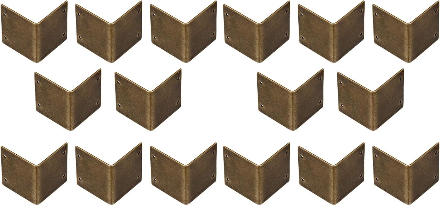 8Pcs Pure Brass 90 Degree Right Angle Corner Protector Corner Braces Camphorwood Box Corner Code Antique Edge Cover - Side Length: 1.2"