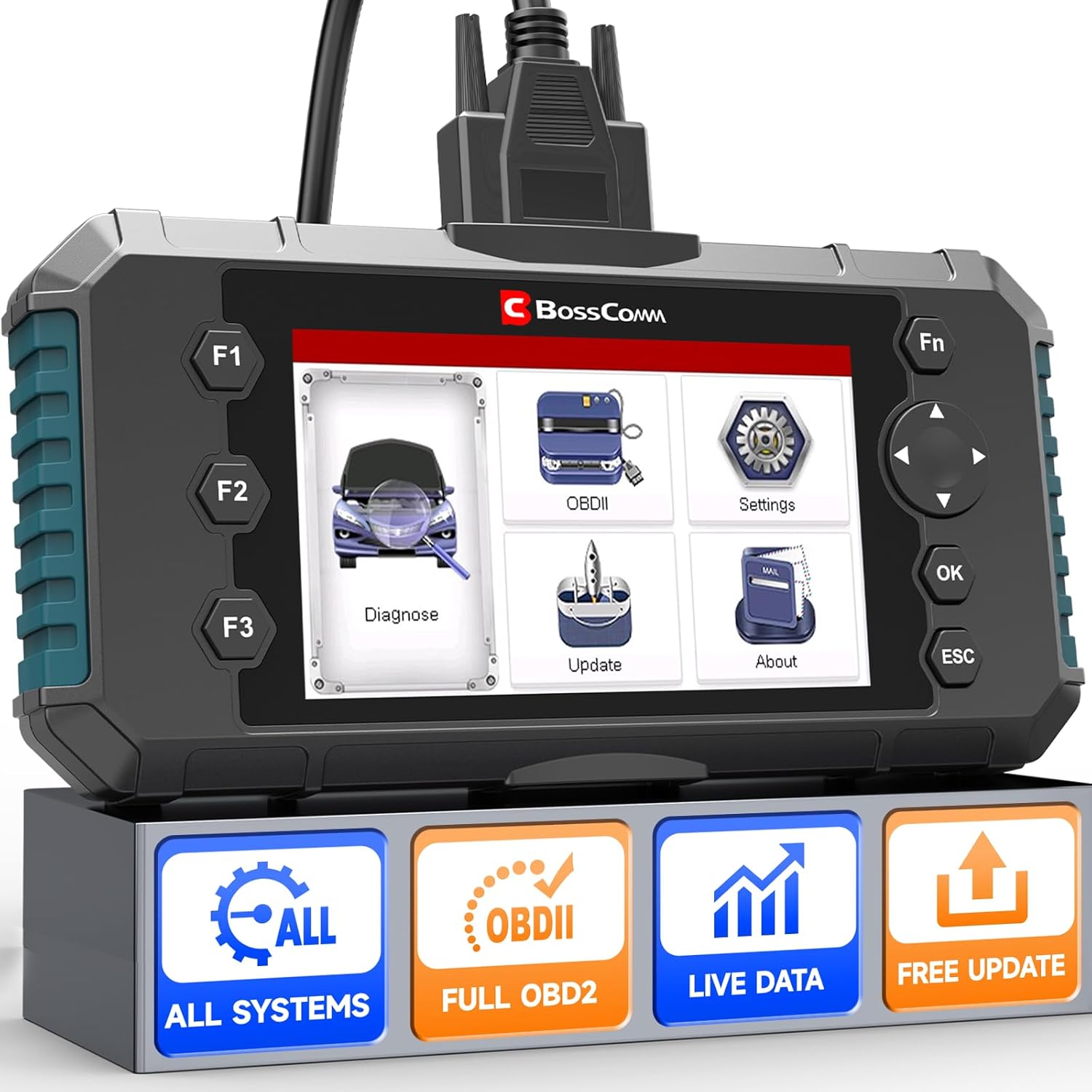 2026 BOSSCOMM IFIX435 All Systems OBD2 Scanner Diagnostic Tool,ABS SRS(Airbag) Transmission Engine Code Reader Diagnostic Scanner for Cars with Auto VIN, Easy to Use, Lifetime Free Update，EN/ES Ver