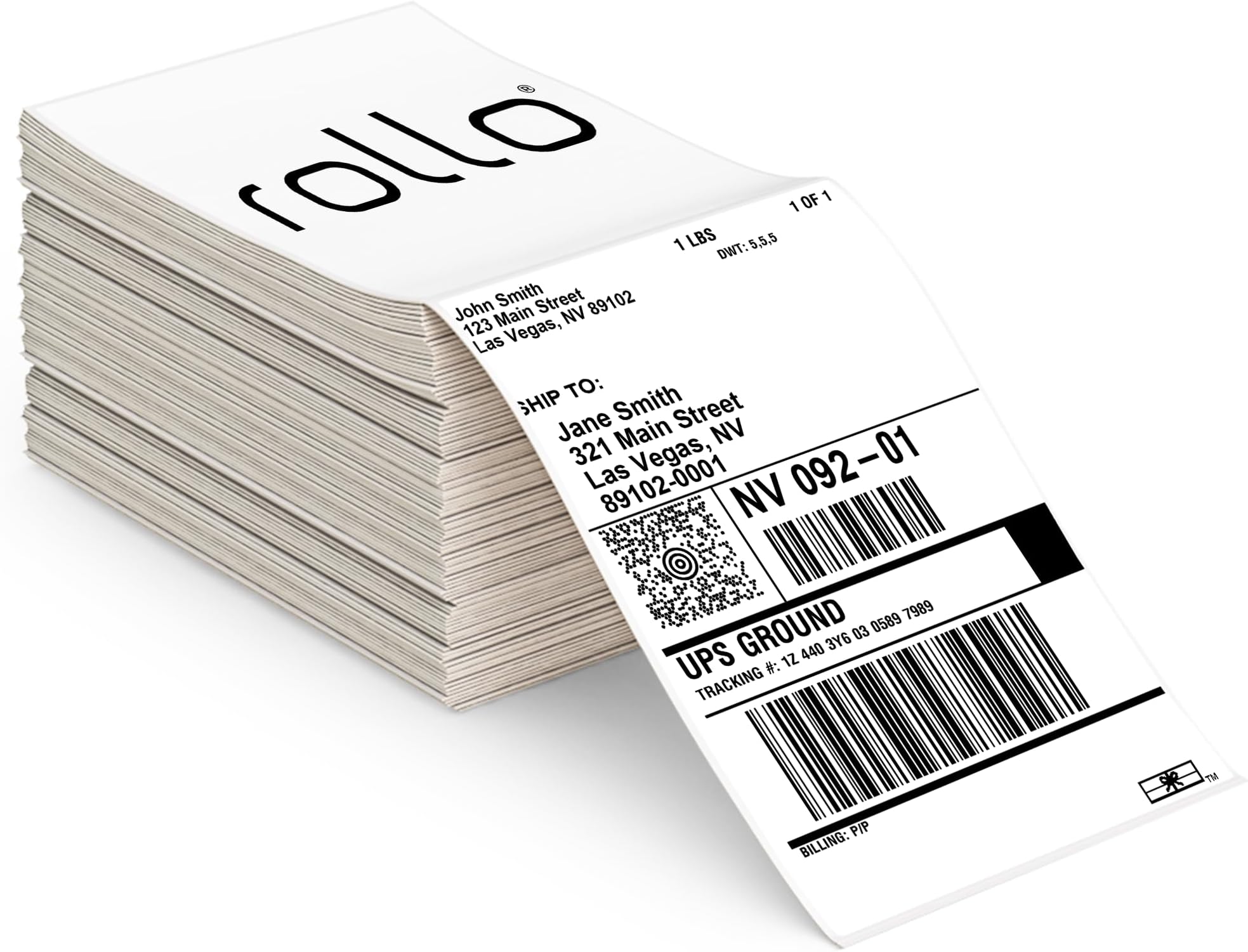 Rollo Direct Thermal Shipping Labels - Pack of 500 4x6 Thermal Labels Fanfold - Perforated and Strong Adhesive (Commercial Grade)